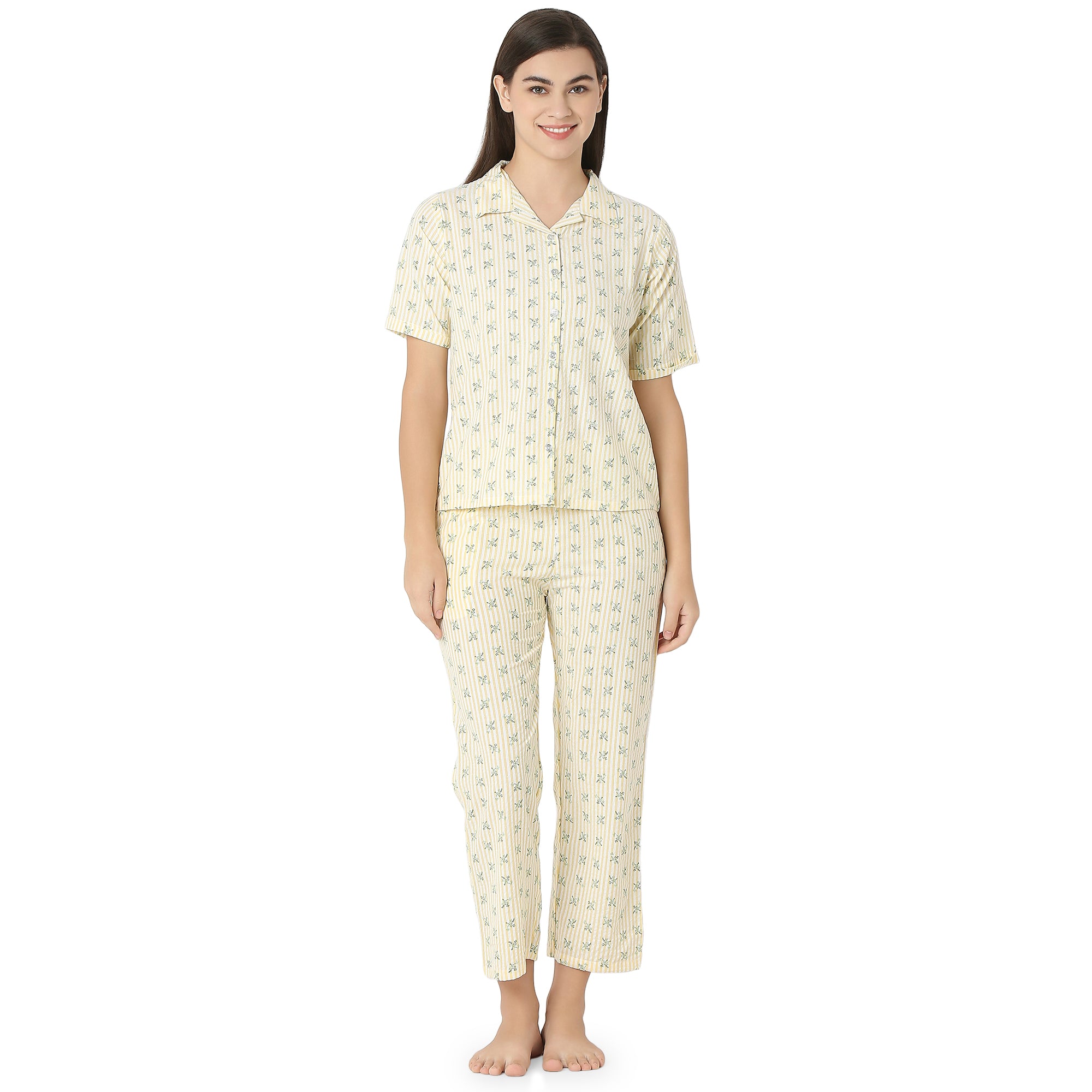 1728127561889-7448c2e859b54cfc-10D9F5E98F77A4158899820343FF5475 SCH 10806 - Cotton Night Suit Regular Yellow - Image 1