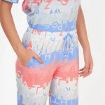 R CS 19727 - Playful Peach Geometric Abstract Lounge Set - Image 5