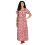 JSS 12064 - Printed Cotton Nighty for Women – Square Neck, Half Sleeves - Image 8