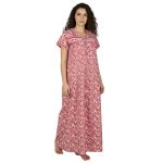 JSS 12064 - Printed Cotton Nighty for Women – Square Neck, Half Sleeves - Image 9