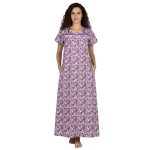 JSS 12064 - Printed Cotton Nighty for Women – Square Neck, Half Sleeves - Image 2