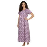 JSS 12064 - Printed Cotton Nighty for Women – Square Neck, Half Sleeves - Image 4