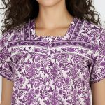 JSS 12064 - Printed Cotton Nighty for Women – Square Neck, Half Sleeves - Image 6