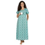 JSS 12064 - Printed Cotton Nighty for Women – Square Neck, Half Sleeves - Image 27