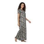 JSS 12075 - Printed Poly-Viscose Nighty for Women – Round Neck, Half Sleeves - Image 2