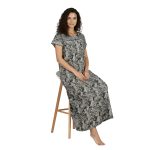 JSS 12075 - Printed Poly-Viscose Nighty for Women – Round Neck, Half Sleeves - Image 6