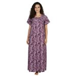 JSS 12075 - Printed Poly-Viscose Nighty for Women – Round Neck, Half Sleeves - Image 7