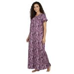 JSS 12075 - Printed Poly-Viscose Nighty for Women – Round Neck, Half Sleeves - Image 9