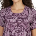 JSS 12075 - Printed Poly-Viscose Nighty for Women – Round Neck, Half Sleeves - Image 11