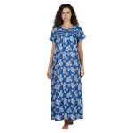 JSS 12089 - Printed Poly-Viscose Nighty for Women – Round Neck, Half Sleeves - Image 2