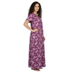 JSS 12089 - Printed Poly-Viscose Nighty for Women – Round Neck, Half Sleeves - Image 16
