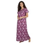 JSS 12089 - Printed Poly-Viscose Nighty for Women – Round Neck, Half Sleeves - Image 17