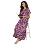 JSS 12089 - Printed Poly-Viscose Nighty for Women – Round Neck, Half Sleeves - Image 20