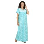 JSS 12093 - Printed Cotton Nighty for Women – Square Neck, Half Sleeves - Image 4