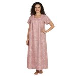 JSS 13001 - Printed Poly-Viscose Nighty for Women – Square Neck, Half Sleeves - Image 8