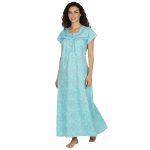 JSS 13001 - Printed Poly-Viscose Nighty for Women – Square Neck, Half Sleeves - Image 17