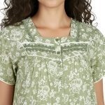 JSS 13002 - Printed Poly-Viscose Nighty for Women – Square Neck, Half Sleeves - Image 12