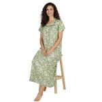 JSS 13002 - Printed Poly-Viscose Nighty for Women – Square Neck, Half Sleeves - Image 13