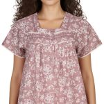 JSS 13002 - Printed Poly-Viscose Nighty for Women – Square Neck, Half Sleeves - Image 19