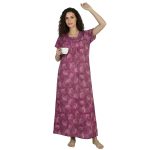 JSS 13003 - Printed Poly-Viscose Nighty for Women – Square Neck, Half Sleeves - Image 20
