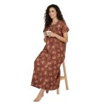 JSS 13003 - Printed Poly-Viscose Nighty for Women – Square Neck, Half Sleeves - Image 13