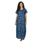 JSS 13003 - Printed Poly-Viscose Nighty for Women – Square Neck, Half Sleeves - Image 2