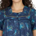 JSS 13003 - Printed Poly-Viscose Nighty for Women – Square Neck, Half Sleeves - Image 6