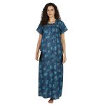 JSS 13003 - Printed Poly-Viscose Nighty for Women – Square Neck, Half Sleeves
