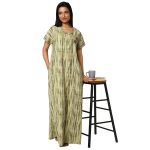 JSS 11007-Printed Poly viscose Nighty Round Neck Half Sleeves