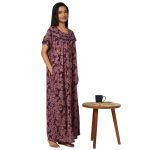 JSS 11099-Printed Poly Viscose Nighty Square Neck Half Sleeves