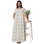 JSS 12013-Printed Poly Viscose Square Neck Half Sleeved Nighty - Image 17