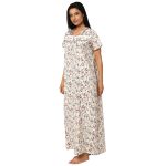 JSS 12013-Printed Poly Viscose Square Neck Half Sleeved Nighty - Image 7