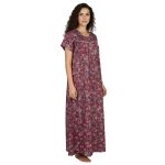 SCH460913 - Printed Poly-Viscose Nighty for Women – Square Neck, Half Sleeves - Image 9