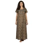SCH460913 - Printed Poly-Viscose Nighty for Women – Square Neck, Half Sleeves - Image 2