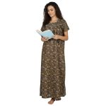 SCH460913 - Printed Poly-Viscose Nighty for Women – Square Neck, Half Sleeves