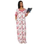 SCK 420105-Printed Cotton Knit Nighty U-Neck Half Sleeves