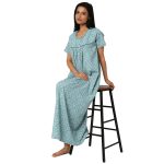 SCK 7001-Printed Poly Viscose Nighty Skin Round Neck Half Sleeves