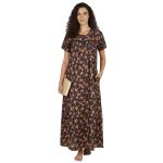 SCR460856 - Printed Poly-Viscose Nighty for Women – Round Neck, Half Sleeves